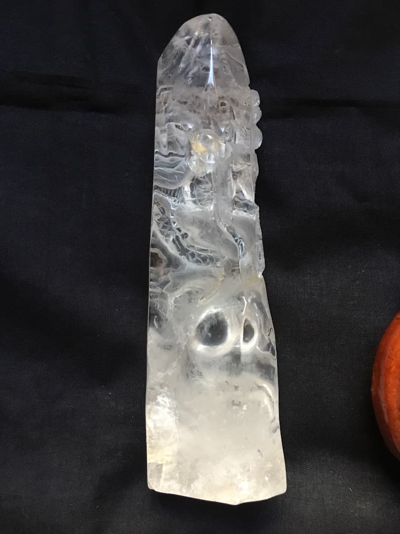 天然石 水晶  龍　彫刻　昇り龍　縁起物
