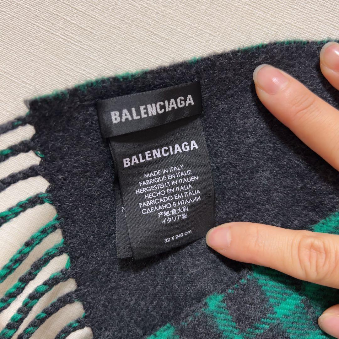 【新品未使用】BALENCIAGA バレンシアガ チェック柄 ウール マフラー