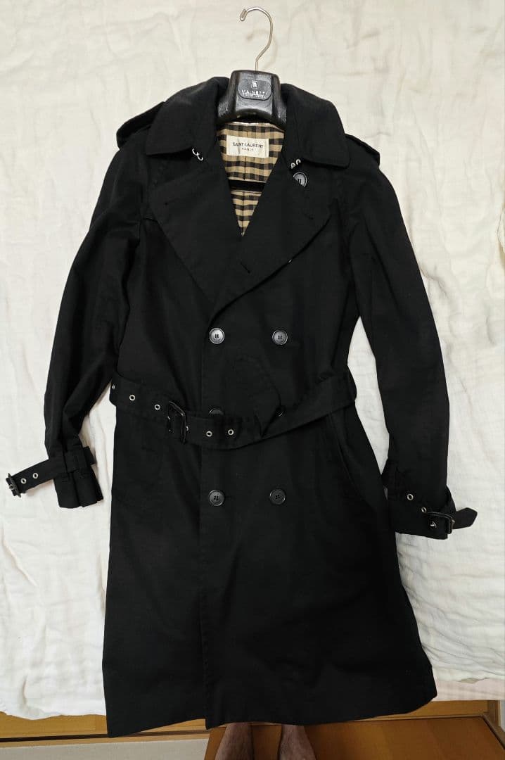 SAINT LAURENT ブラック トレンチコート