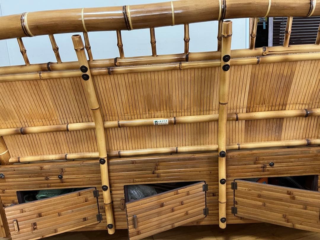 梅里竹芸　3人掛けソファベンチ収納付き　竹製