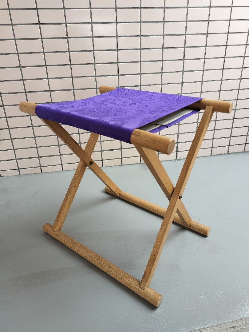 角太足胡床（床几）2ヶ 白木紫布