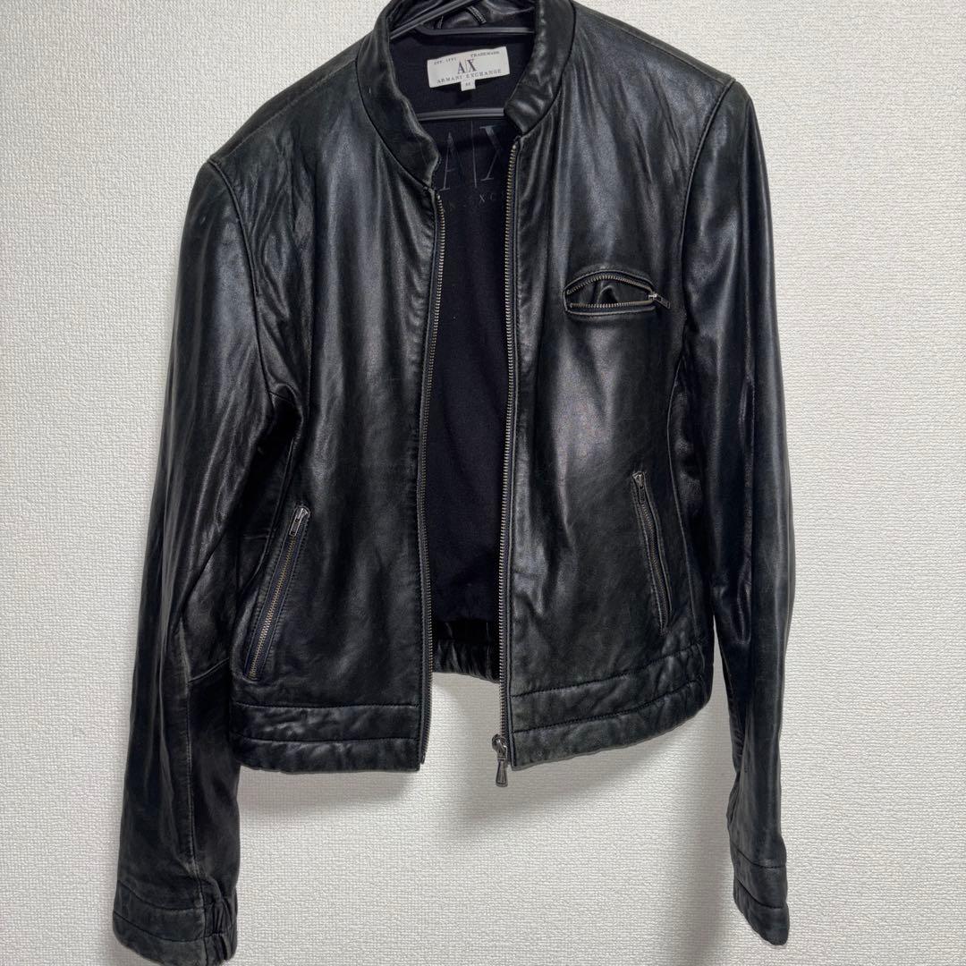 Armani Exchange ブラックレザージャケット M