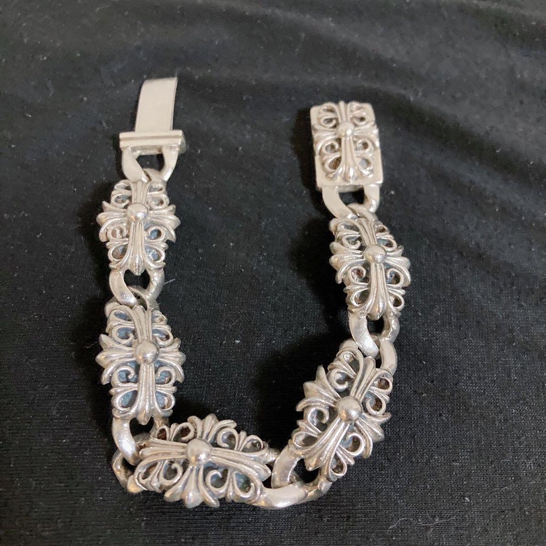 silver925フローラルクロスブレスレット 925ヴィンテージブレスレット