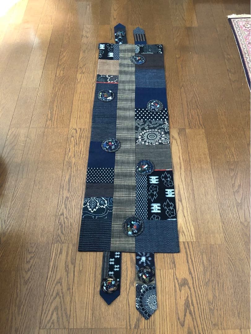 久留米絣とばらパッチのテーブルセンター