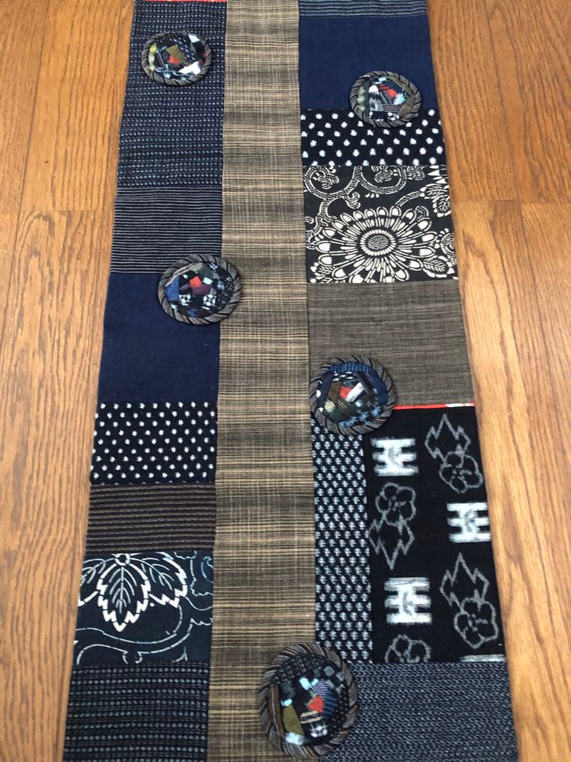 久留米絣とばらパッチのテーブルセンター