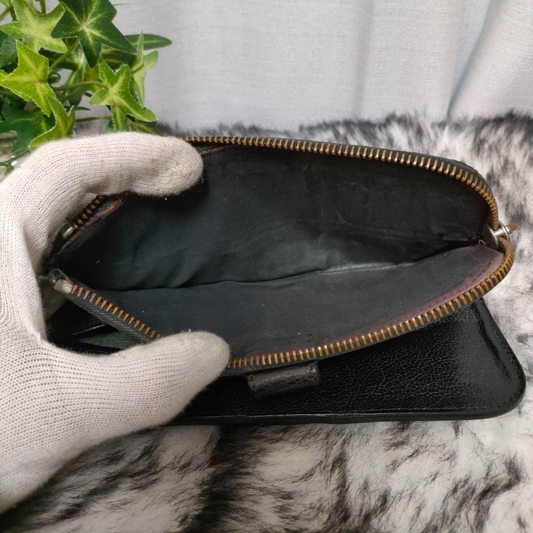 イルビゾンテ 長財布 ブラック L字ファスナー IL BISONTE 財布 黒革