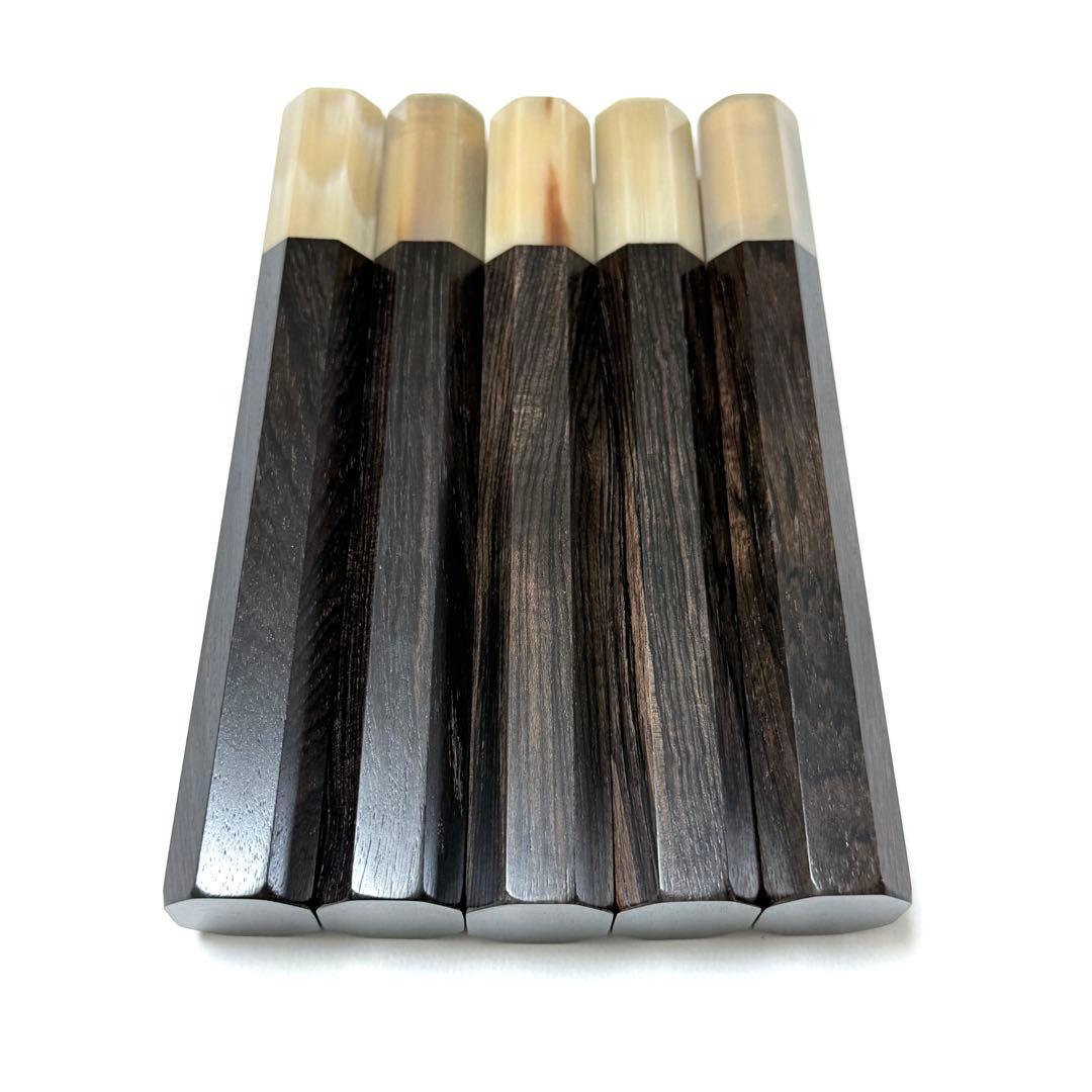 5本セット 白水牛角 柳刃300 黒檀八角柄 柳刃尺 手作り 包丁の柄