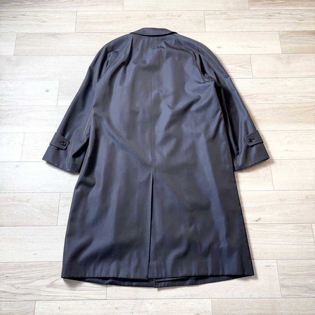 Aquascutum 玉虫 ステンカラーコート バルマカーン シルク混 ライナー