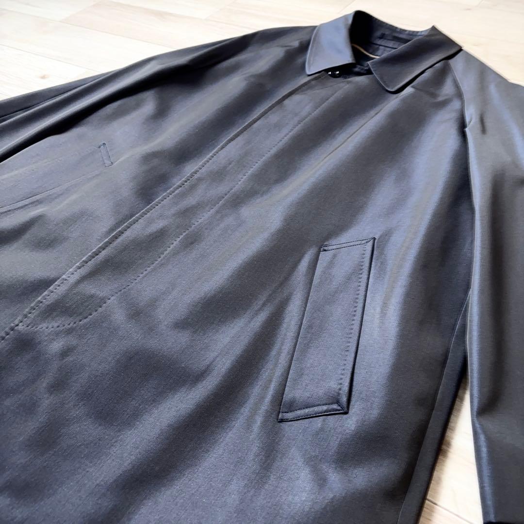 Aquascutum 玉虫 ステンカラーコート バルマカーン シルク混 ライナー