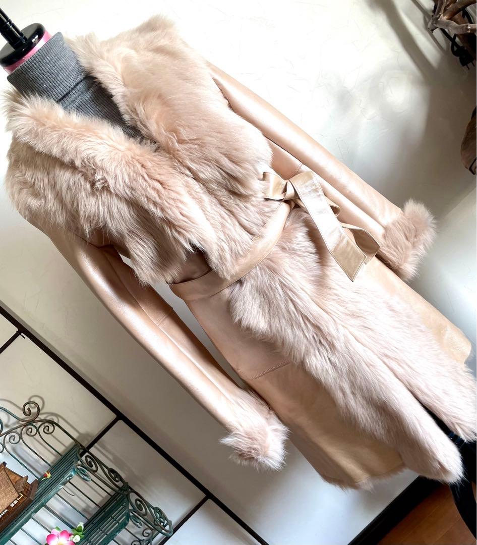 ムートンコート　ベージュ　羊革