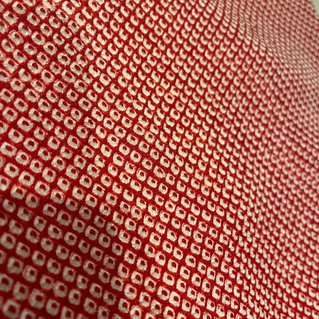 着物 正絹 朱赤 赤 総絞り 絞り 疋田柄 七五三 3歳 7歳 四つ身 お祝い