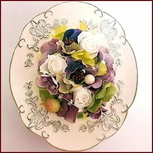 プリザーブドフラワーフレーム 　ホワイトグリーン　ラウンド