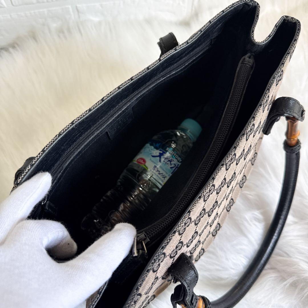 GUCCI バンブートートバッグ GG CANVAS キャンバス ブラック