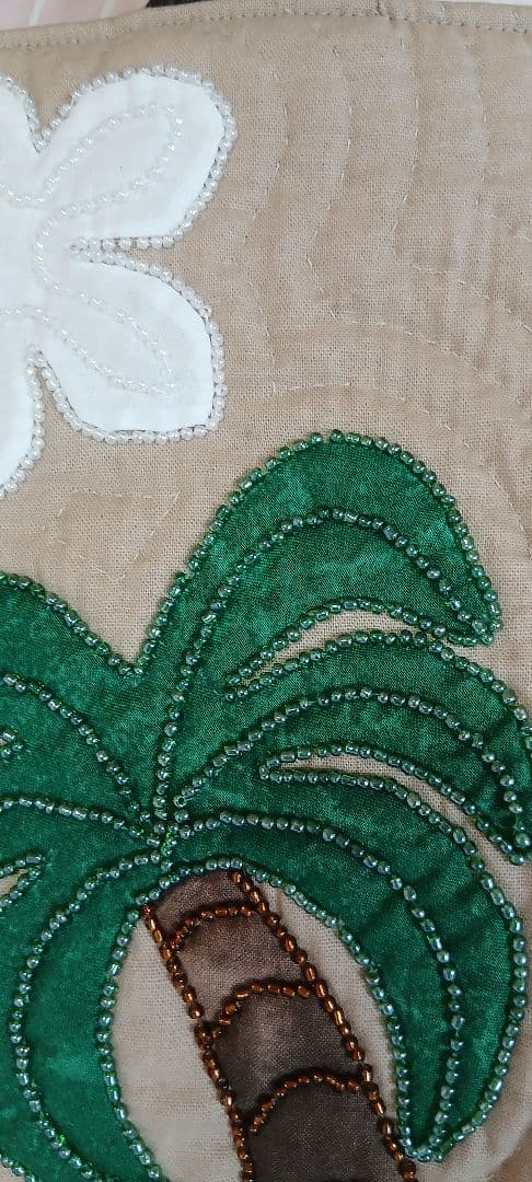 ハワイアンキルト パームツリーのキラキラトートバッグ