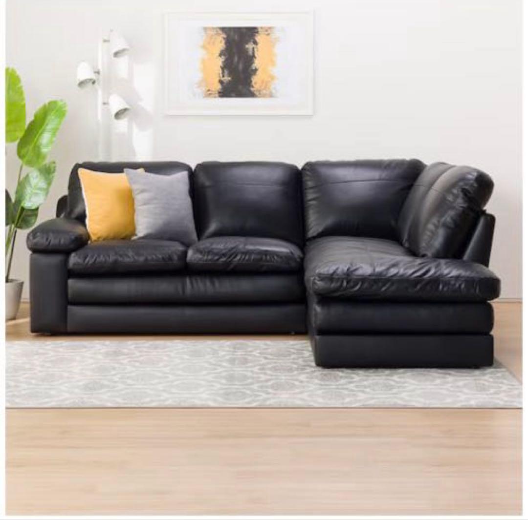 ②ニトリ コーナーソファ ブラック(Sステイツ BK-L)