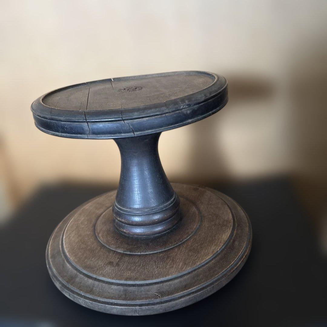 アンティーク 木製スタンド ケーキ回転台