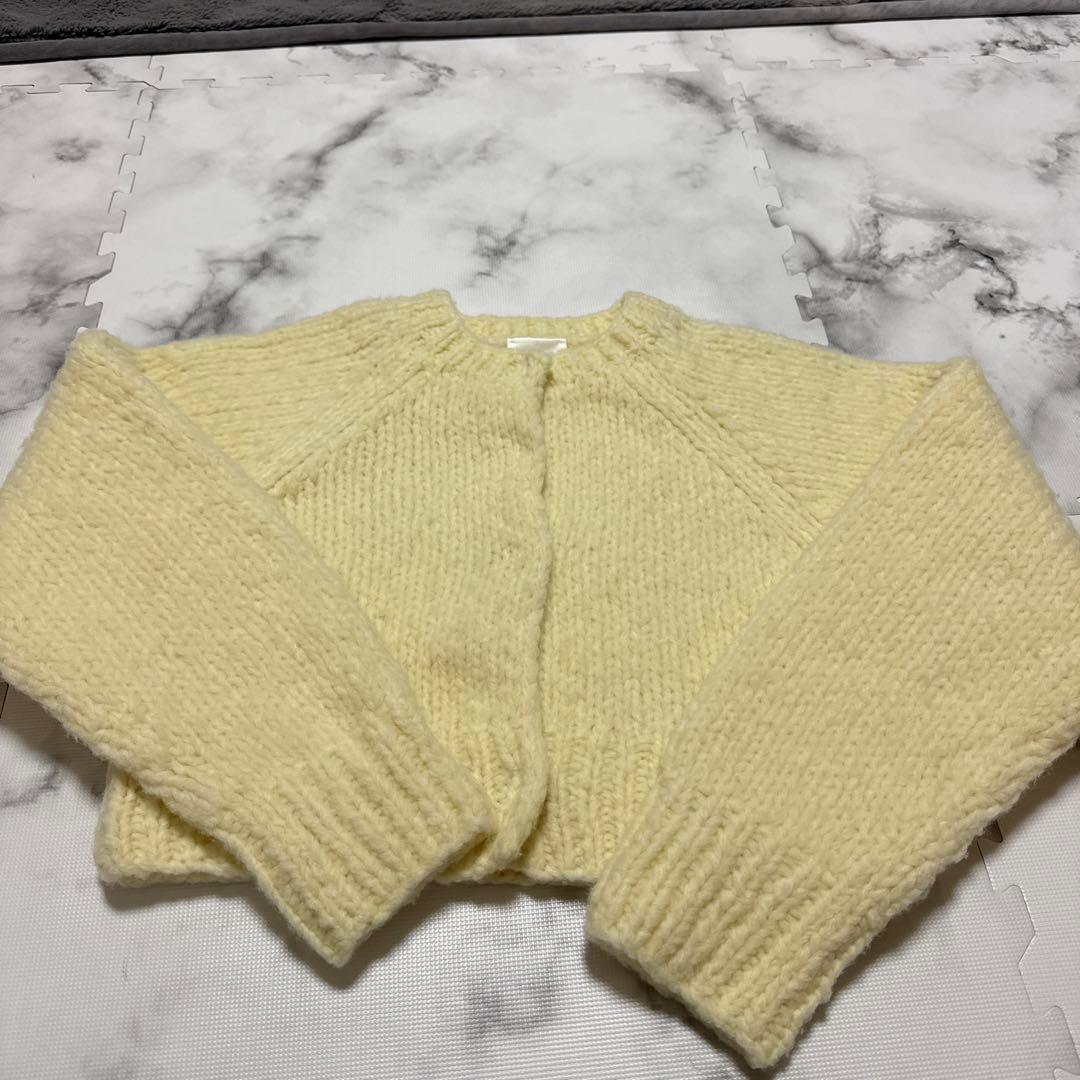 【現行商品】ウィムガゼット　ハンドニットカーディガン　レモンイエロー