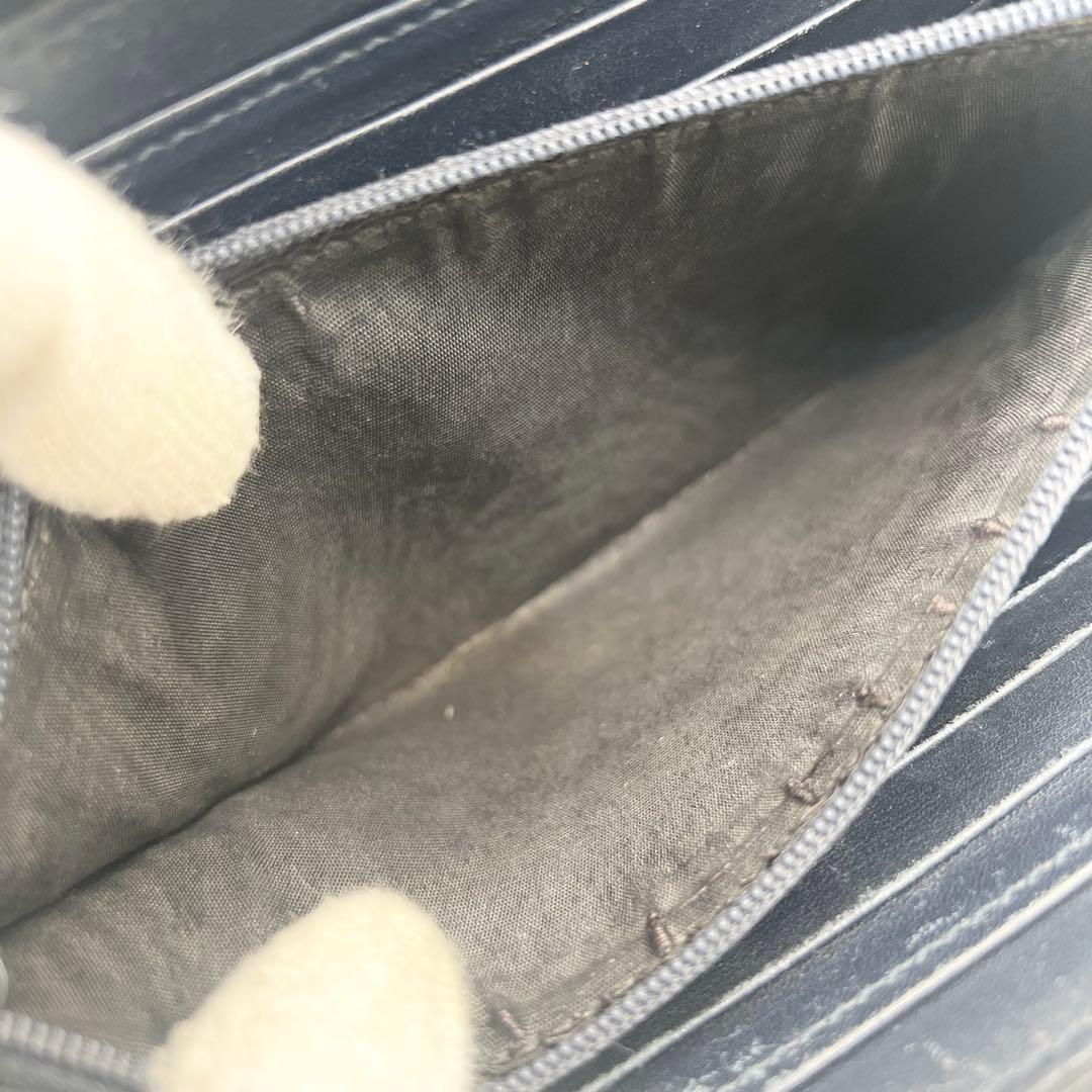 極美品✨グッチ マイクロシマ オーガナイザー ダブルファスナー レザー ネイビー