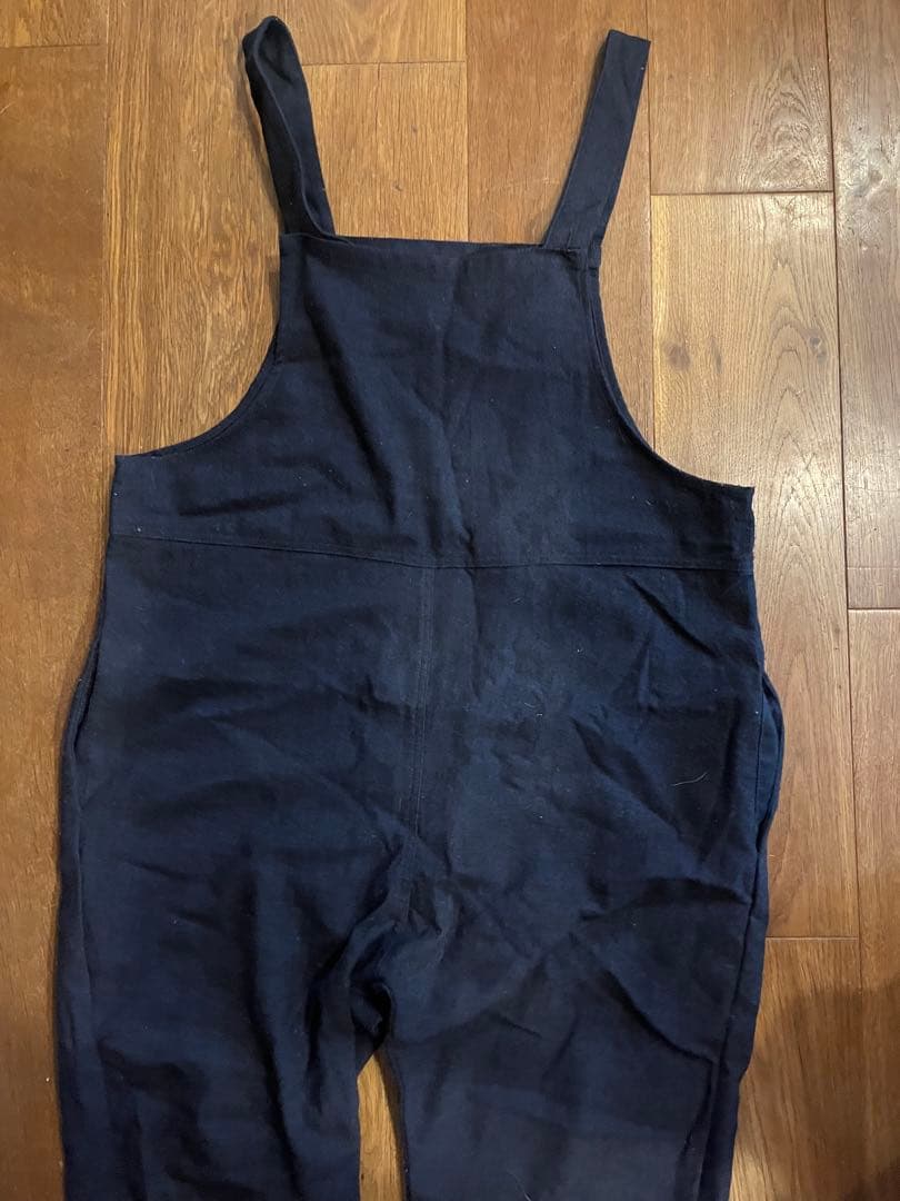 フォグリネンワーク　サロペット　ネイビー　ウール　リネン