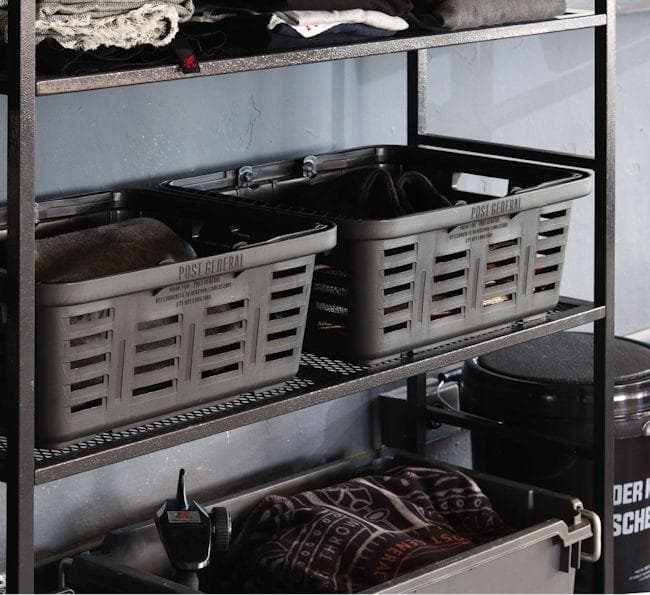 アイアンメッシュ４段シェルフ キャスター付 ハンマートンラック 収納（1255）