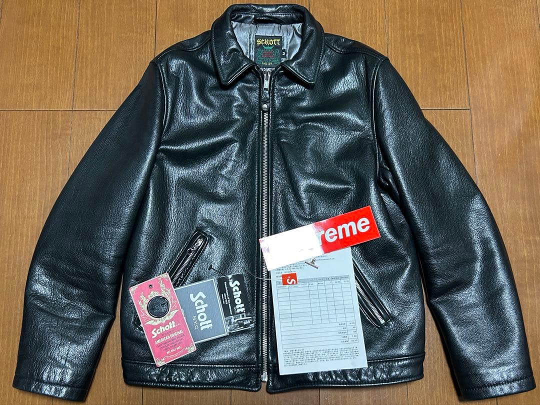 極美品 Supreme Schott leather jacket 黒 M
