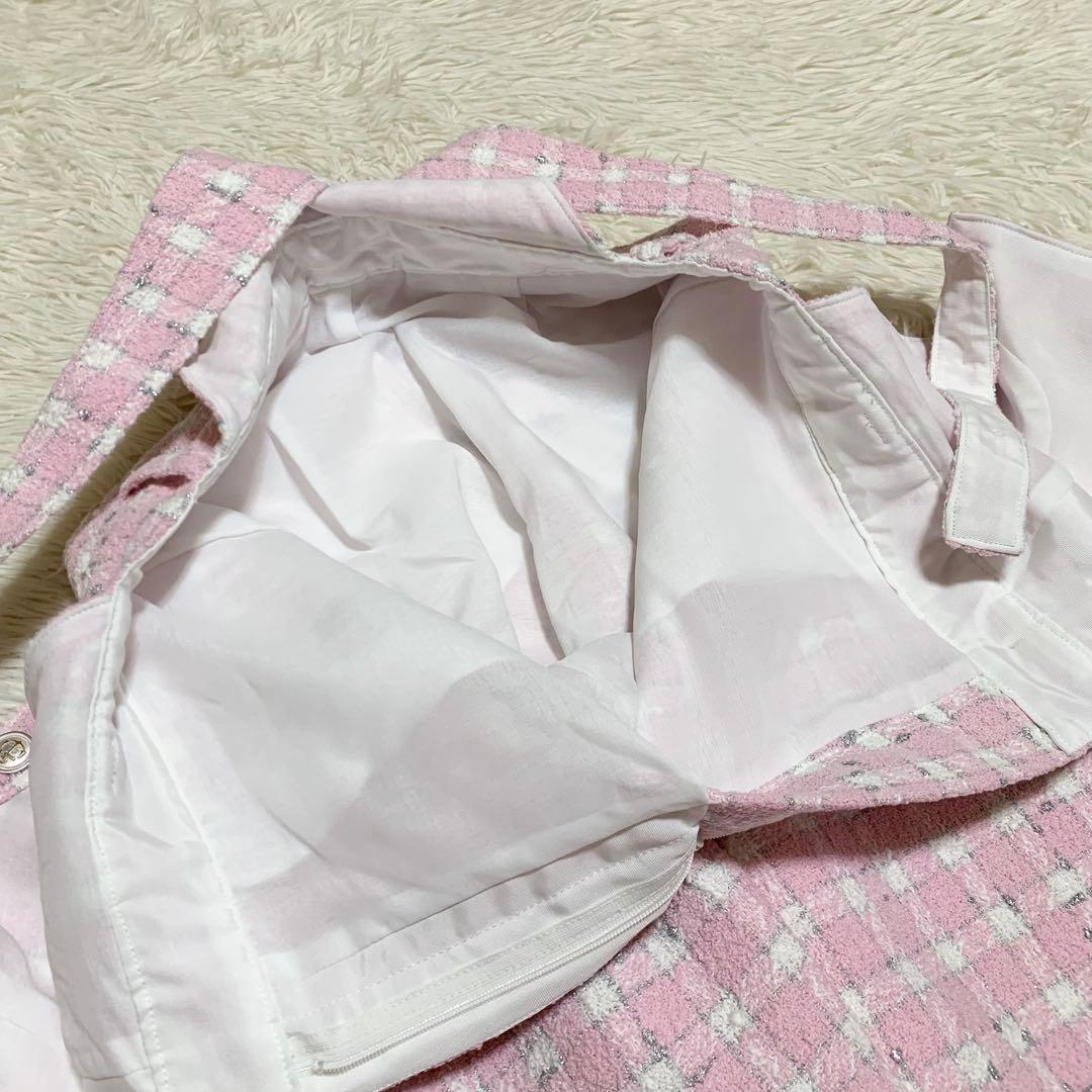 【極美品】グレースクラス サロペット ツイード チェック ピンク 36