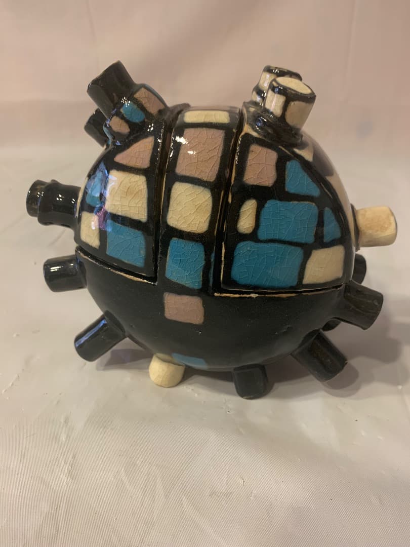 金子司　萩焼初期作品　カラフルな陶器(小物入)