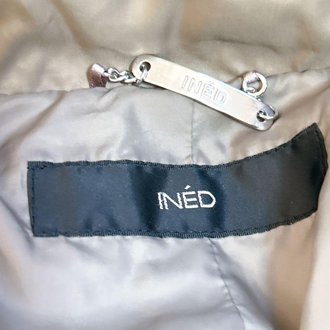 イネド　オリーブグリーン ダウンジャケット ファー付き　大きいサイズ