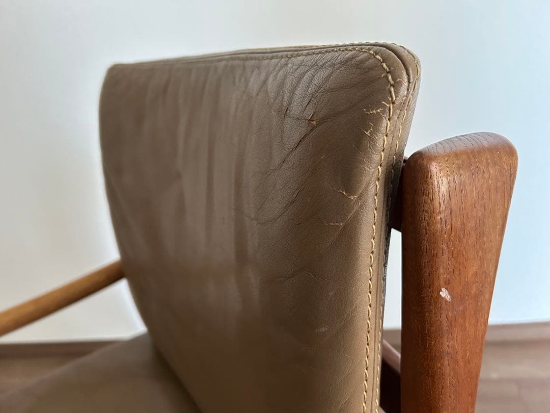 日田工芸 ヴィンテージ チーク無垢材×本革 アームチェア ダイニング マキシム