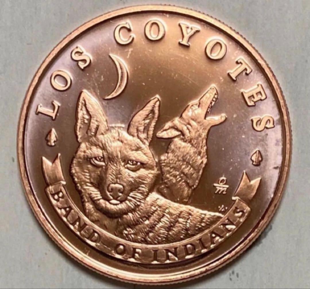 【４枚おまとめ】ネイティブ アメリカン コヨーテ&ヤマネコ 銅貨 純銅.999