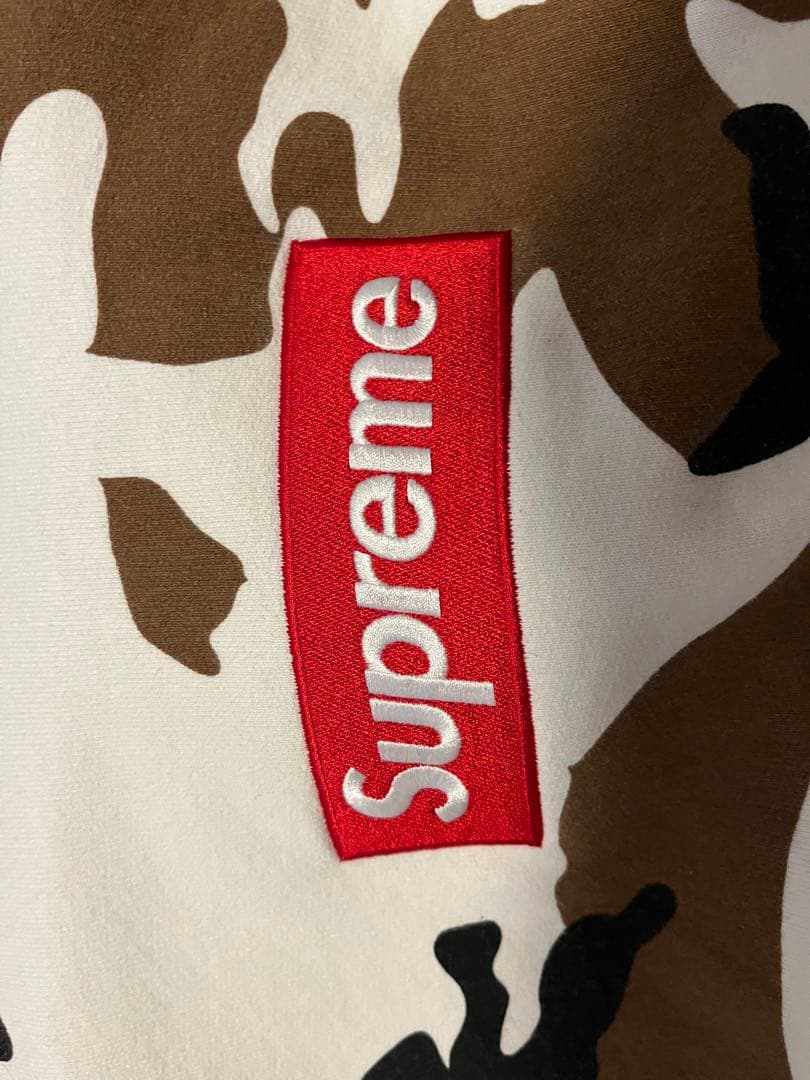 Supreme ホワイト/ブラウン迷彩 boxlogo パーカー