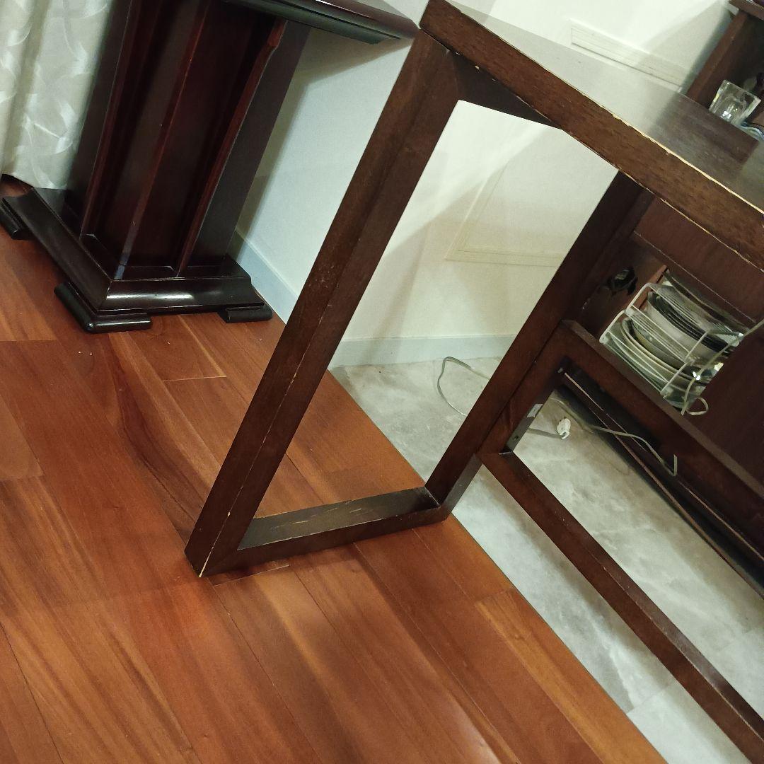 奥行き浅め！ブラウン木製仕事机デスク