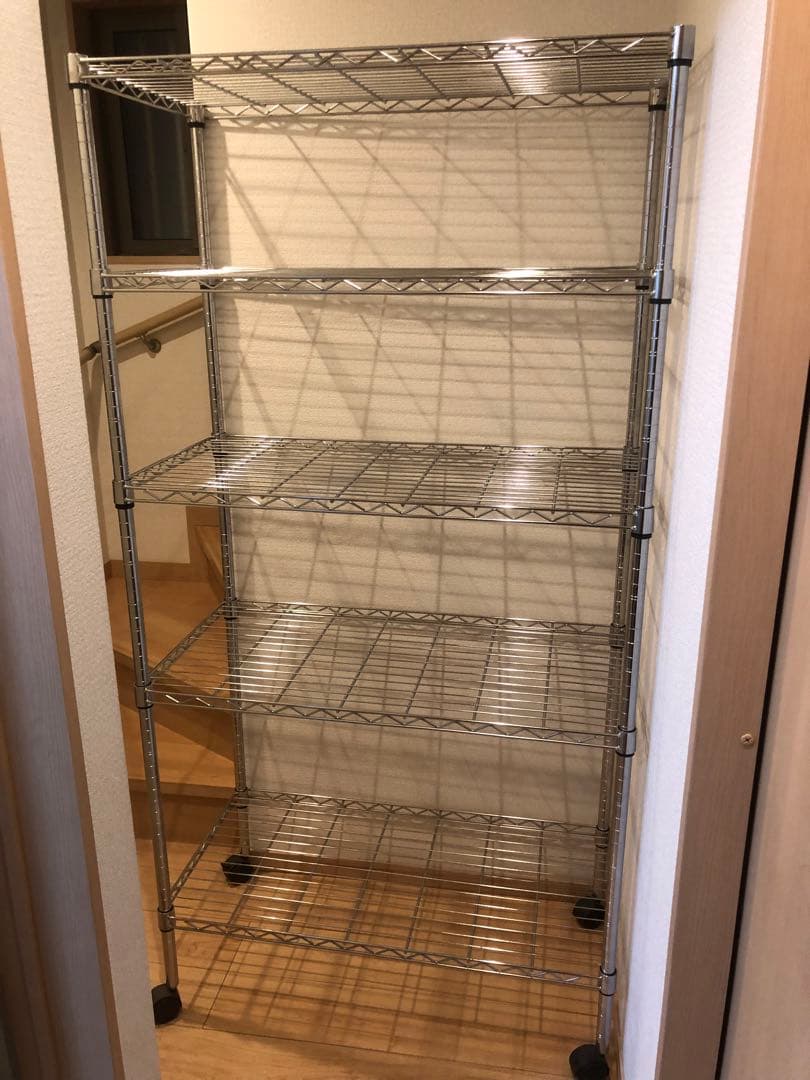 本日限定お値引‼️③5段スチールラック シルバー 約180cm キャスター付き