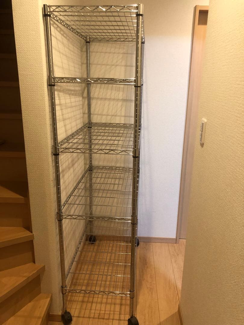 本日限定お値引‼️③5段スチールラック シルバー 約180cm キャスター付き