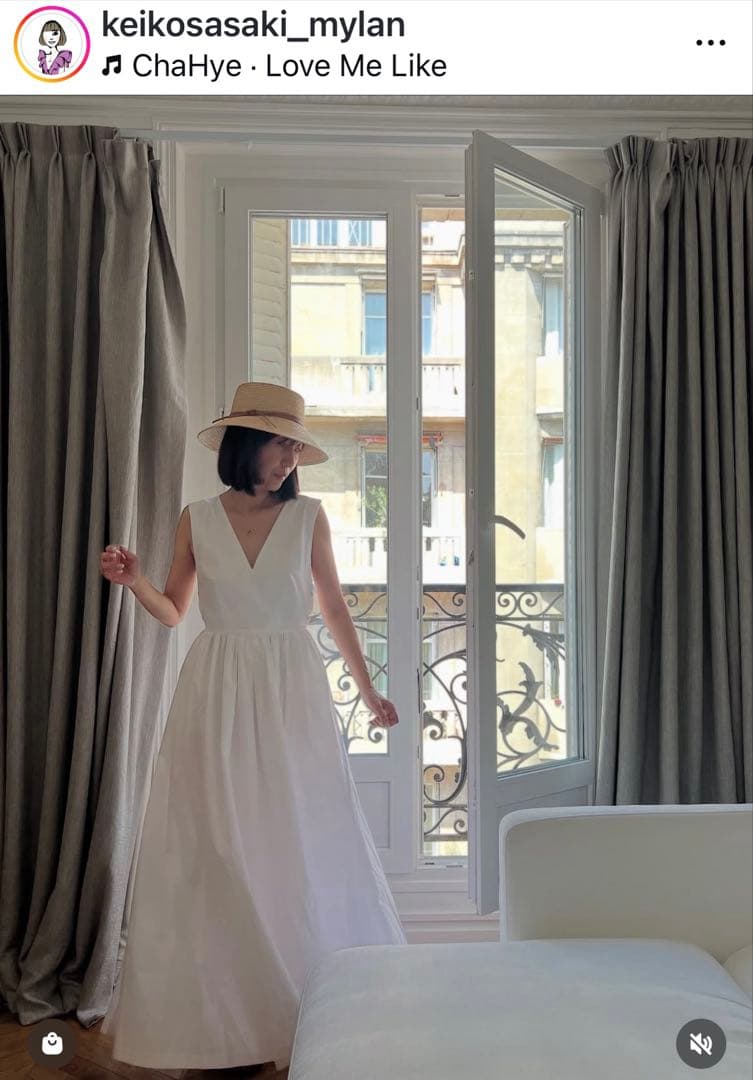 マイラン 2025SS MYLÀN Vネックマキシ丈ドレス