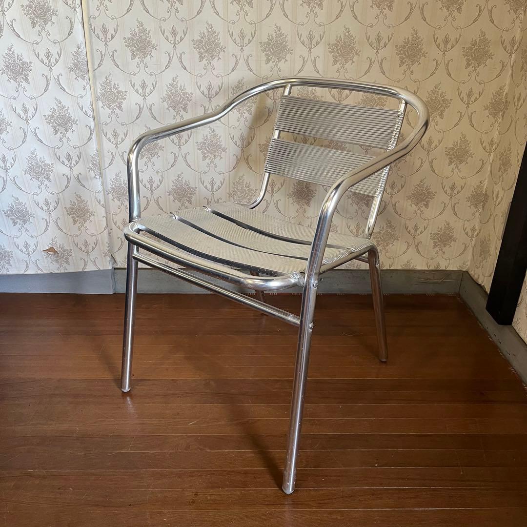 【インダストリアル】③ アルミフレーム アームチェア カフェチェア 椅子 古家具