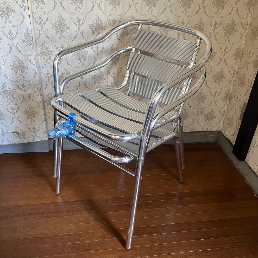 【インダストリアル】③ アルミフレーム アームチェア カフェチェア 椅子 古家具