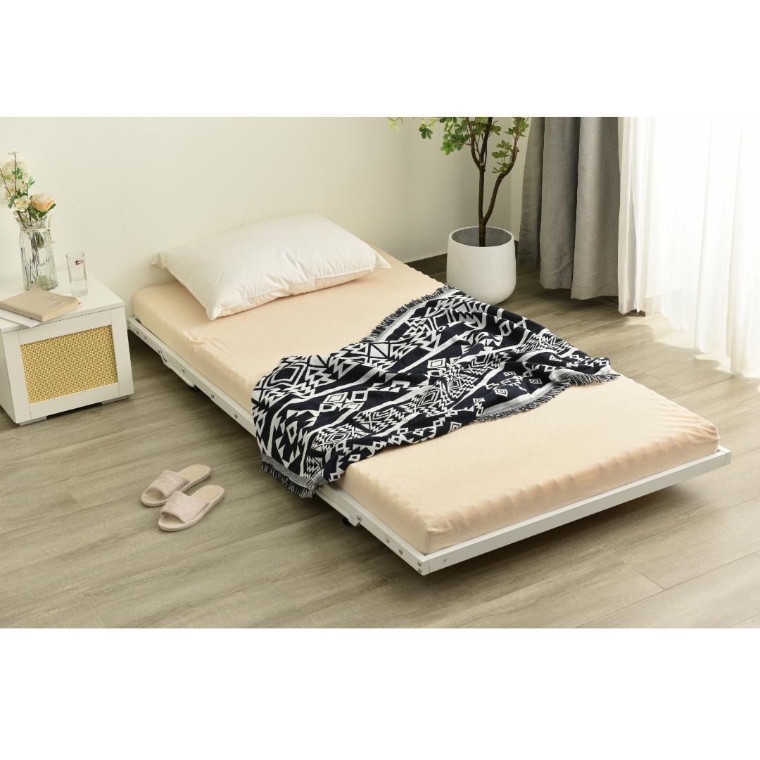 【ホワイト】 パイプベッド 折りたたみベッド ベッド 下収納 耐荷重120kg