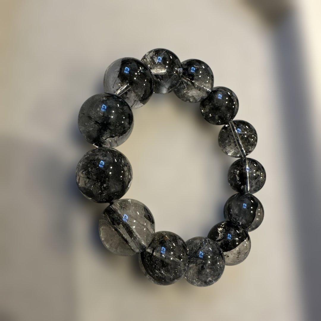 黒エレスチャルクォーツ　天然石　パワーストーン