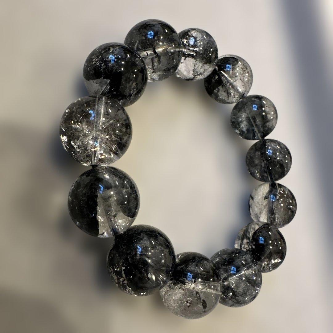 黒エレスチャルクォーツ　天然石　パワーストーン