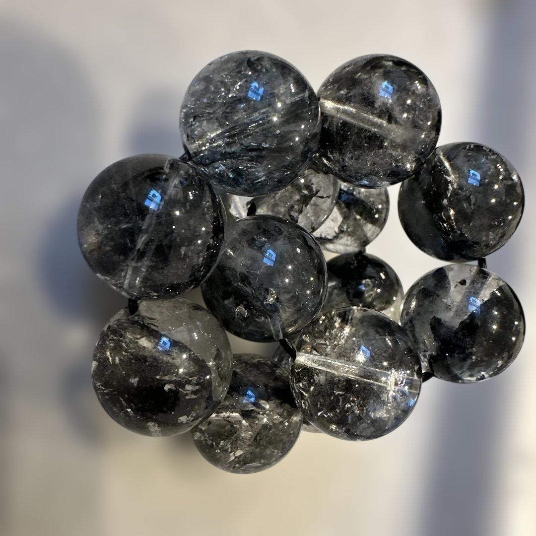 黒エレスチャルクォーツ　天然石　パワーストーン