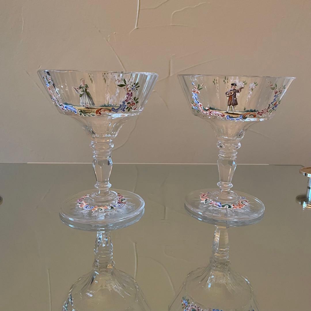 御売約　シャビーシック♡ ロブマイヤー　シャンパン　人物装飾　クープグラス2客