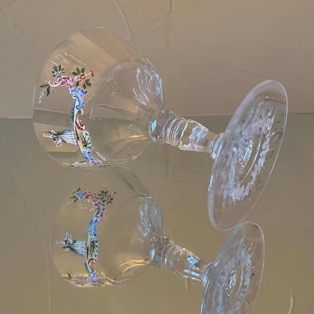 御売約　シャビーシック♡ ロブマイヤー　シャンパン　人物装飾　クープグラス2客