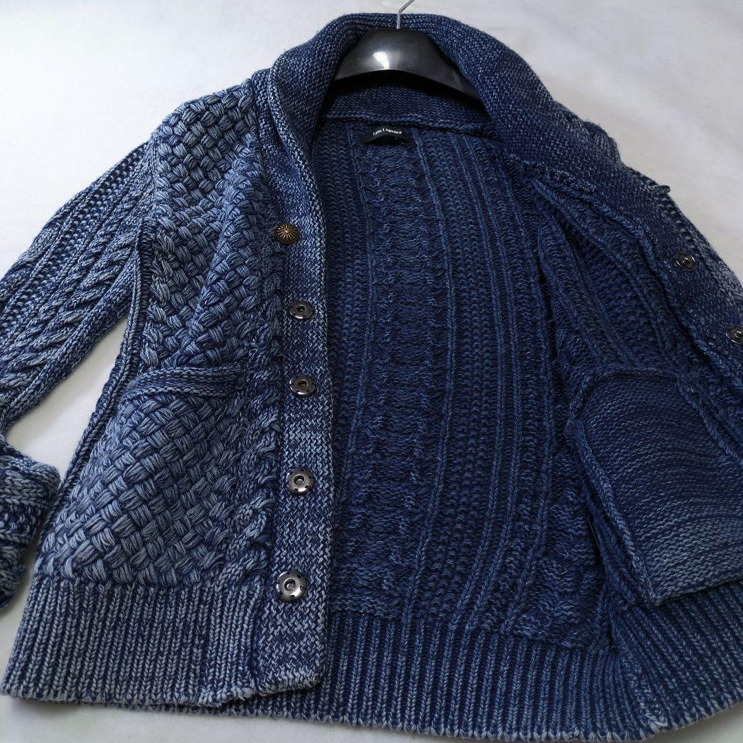 1piu1uguale3 ケーブルニットショールカラーカーディガン　カシミヤ混