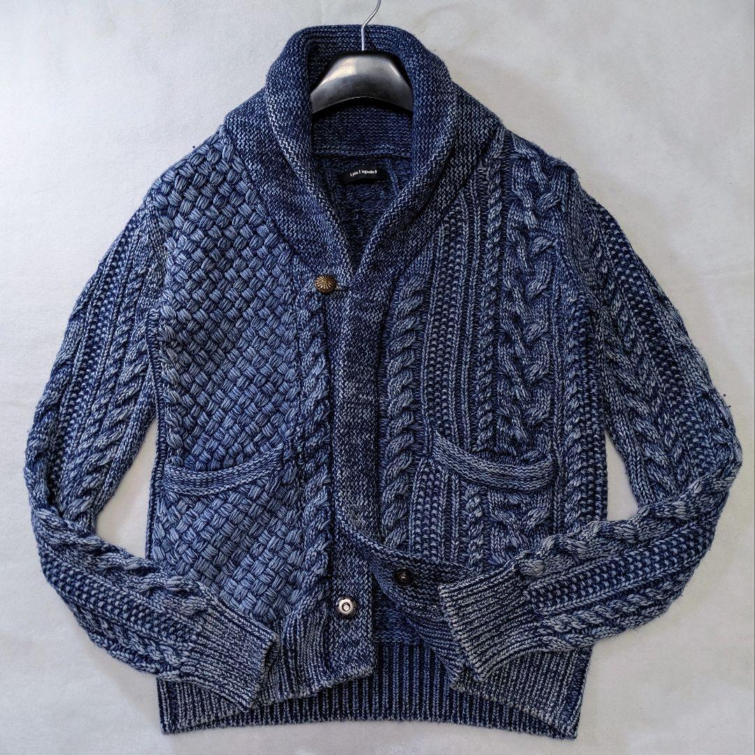 1piu1uguale3 ケーブルニットショールカラーカーディガン　カシミヤ混