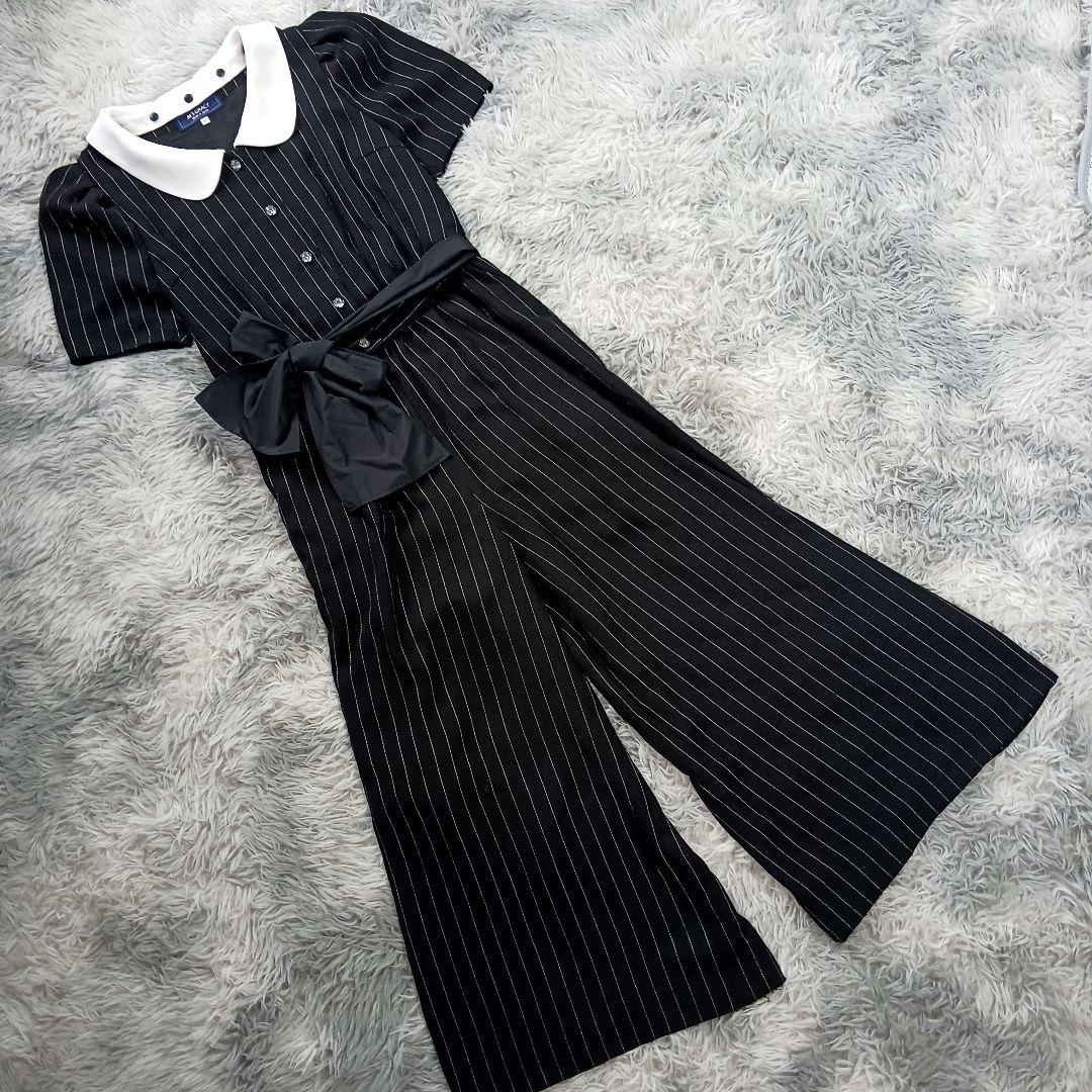 M'S GRACY✨2way ストライプオールインワン 40 白襟 黒