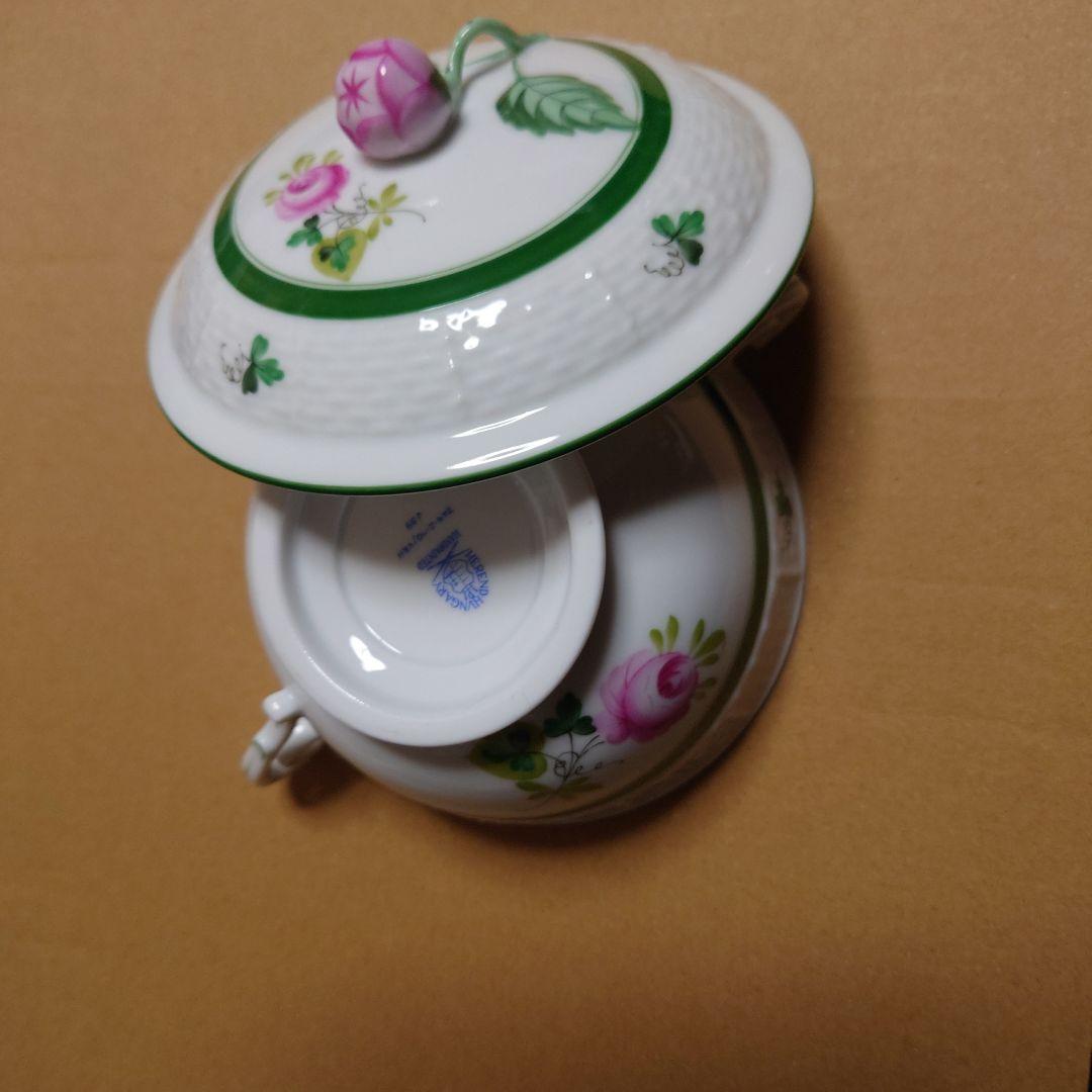 花柄白磁菓子入れ　2客