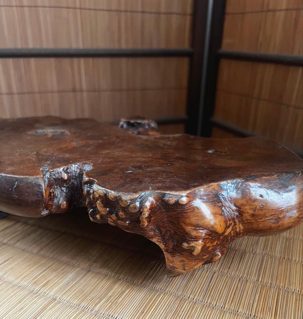 古木 刳抜彫り 花台 香台 盆栽台