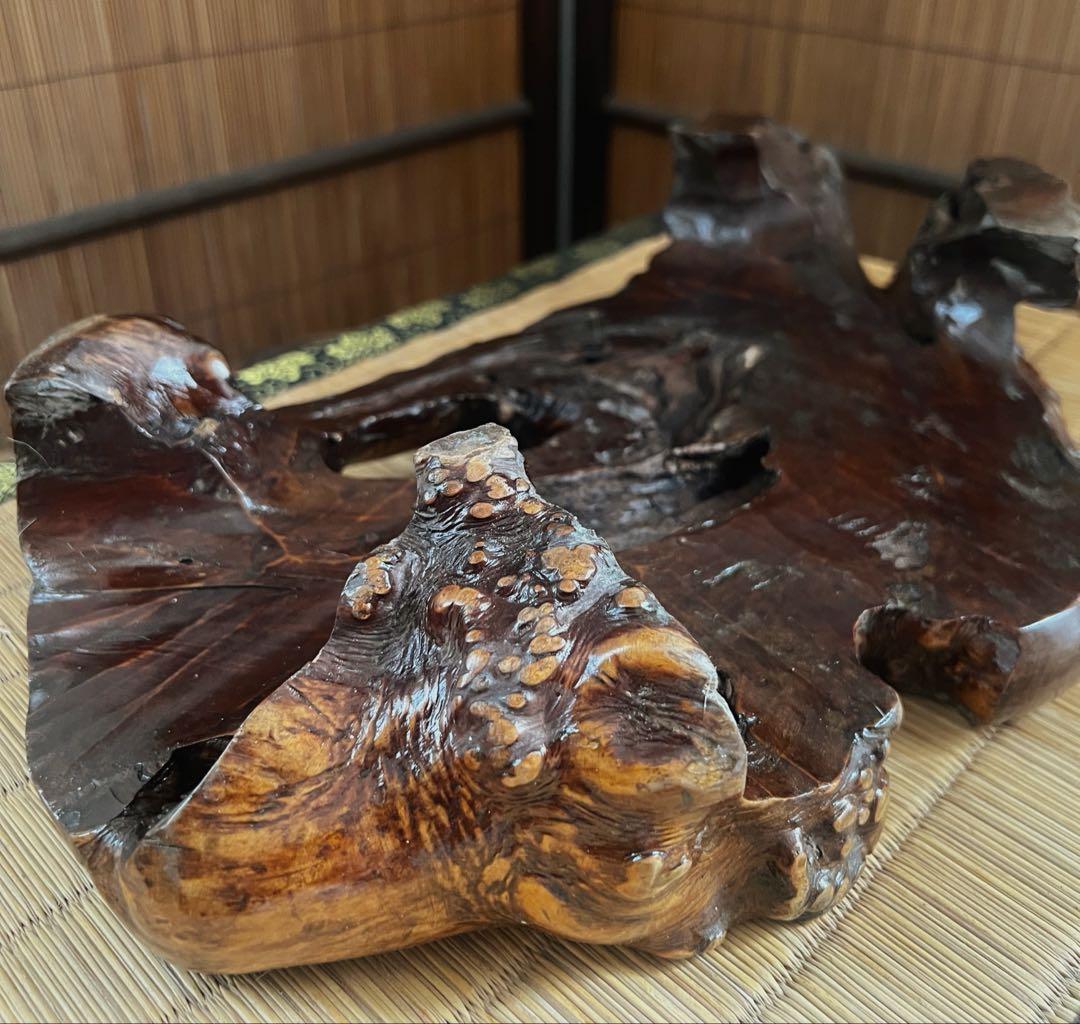 古木 刳抜彫り 花台 香台 盆栽台