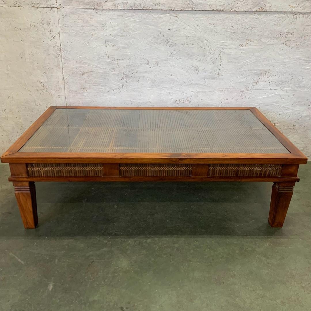 アンティーク バンブー ガラステーブル ローテーブル アジアン家具 N0750